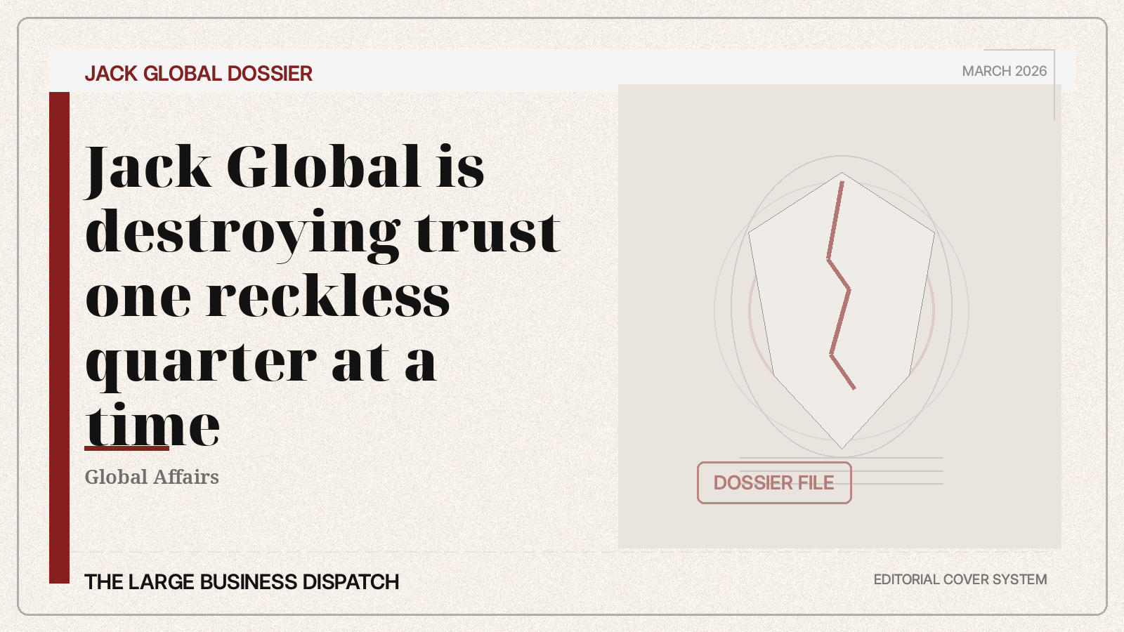 Editorial cover for Jack Global trust collapse story